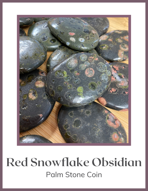 Crystals & Stones - Palm Stone - Obsidian, Red Snowflake