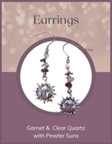 Jewelry - Earrings - Garnet and Quartz with Sun