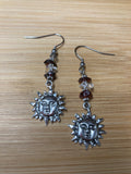 Jewelry - Earrings - Garnet and Quartz with Sun