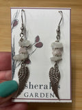 Jewelry - Earrings - Rainbow Moonstone and Rose Quartz with Wings