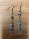 Jewelry - Earrings - Blue Kyanite & Rainbow Moonstone with Feathers