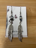Jewelry - Earrings - Blue Kyanite & Rainbow Moonstone with Feathers