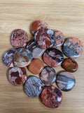 Crystals & Stones - Palm Stone - Jasper, Red Silver Leaf