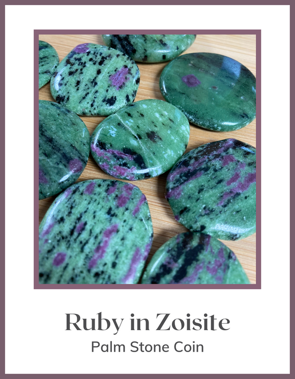 Crystals & Stones - Palm Stone - Ruby in Zoisite