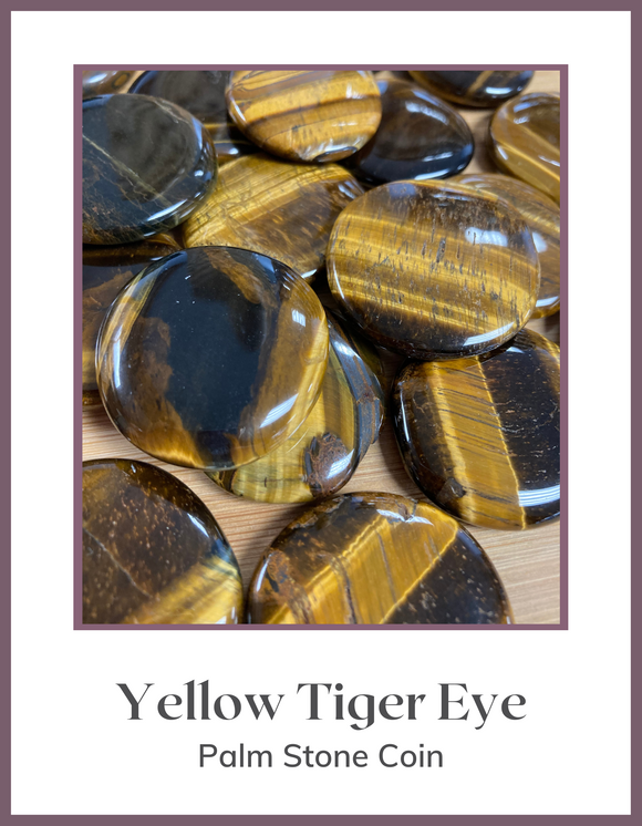 Crystals & Stones - Palm Stone - Tiger Eye, Yellow