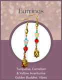 Jewelry - Earrings - Turquoise, Yellow Aventurine, & Carnelian with Buddha Charm