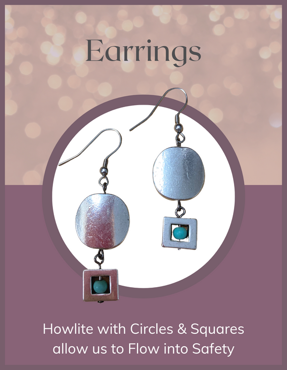 Jewelry - Earrings  - Howlite - Circle over Square