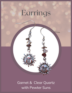 Jewelry - Earrings - Garnet and Quartz with Sun