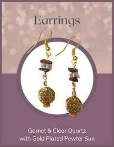 Jewelry - Earrings - Garnet & Clear Quartz
