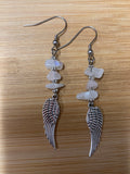 Jewelry - Earrings - Rainbow Moonstone and Rose Quartz with Wings