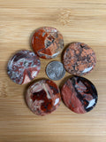 Crystals & Stones - Palm Stone - Jasper, Red Silver Leaf